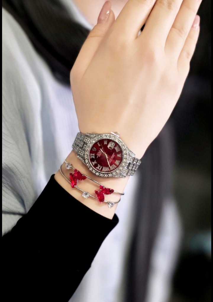 ست ساعت رولکس و بنگل پروانه ای،با رنگ ثابت و خاص و منحصر به فرد