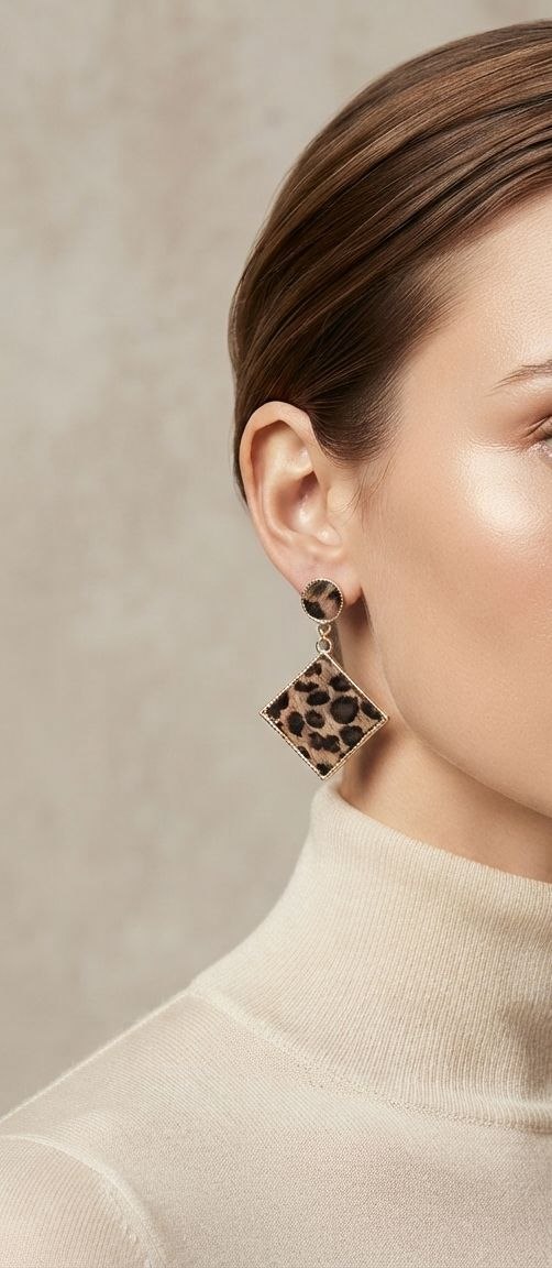 گوشواره پلنگی شیک و جسور، مناسب برای استایل‌های خاص و مدرن.